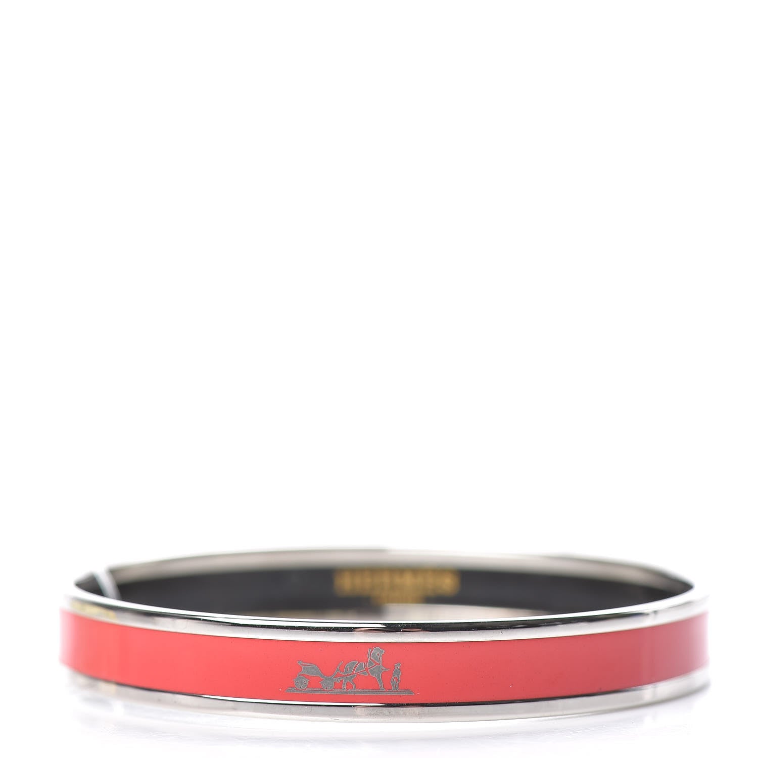 Hermes Enamel Printed Narrow Caleche Bracelet 62 Framboise 1 of 5
