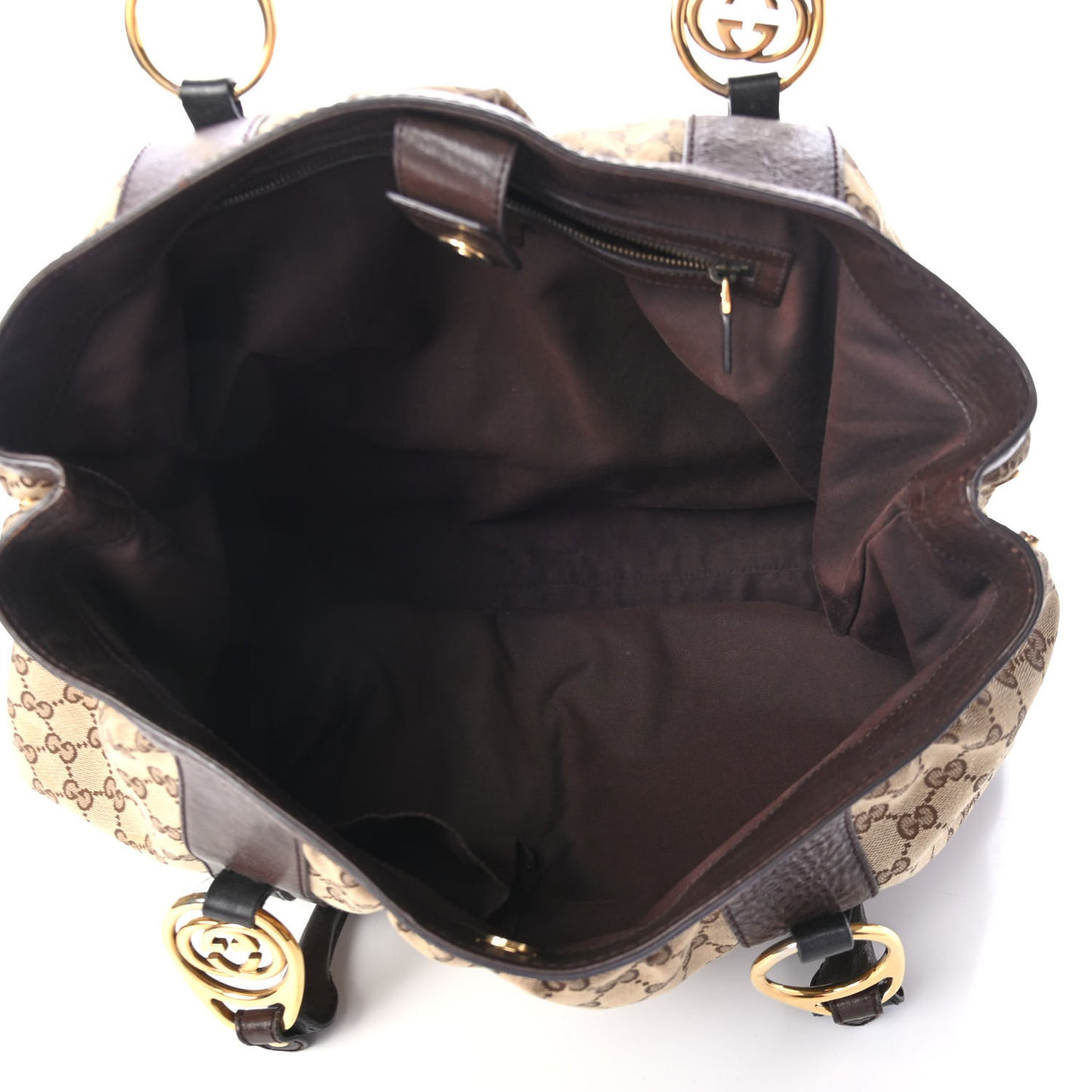 Monogram Medium Interlocking Icon Tote Dark Brown