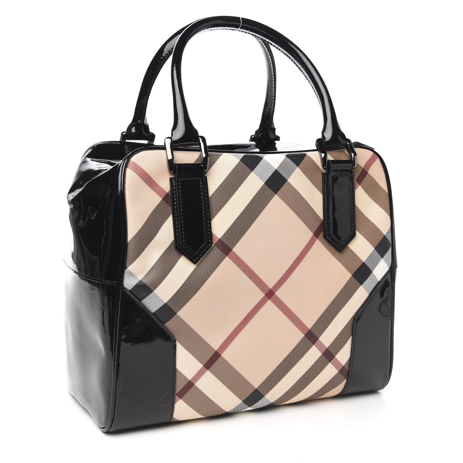 Burberry Nova Check Patent Satchel Black 2 of 11