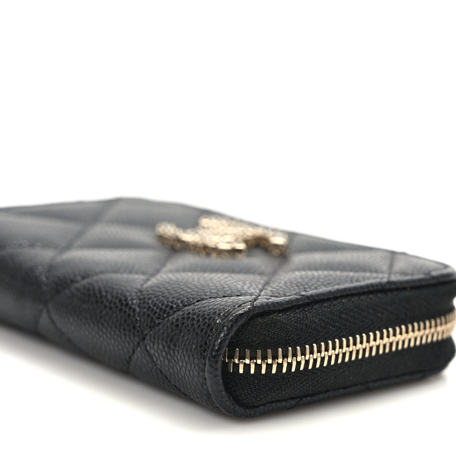 Chanel Shiny Caviar Quilted Strass CC Zip Coin Purse Black 9 of 9