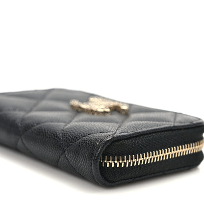 Chanel Shiny Caviar Quilted Strass CC Zip Coin Purse Black 9 of 9