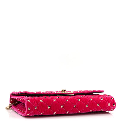 Valentino Garavani Velvet Rockstud Spike Wallet on Chain Disco Pink 4 of 11