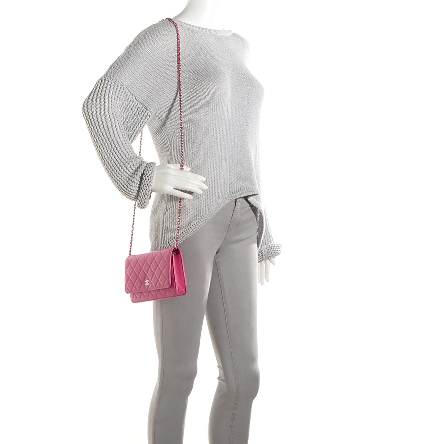 Chanel Caviar Quilted Wallet On Chain WOC Dark Pink 2 of 8