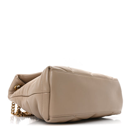 Saint Laurent Lambskin Quilted Small Loulou Puffer Monogram Chain Satchel Dark Beige 4 of 10