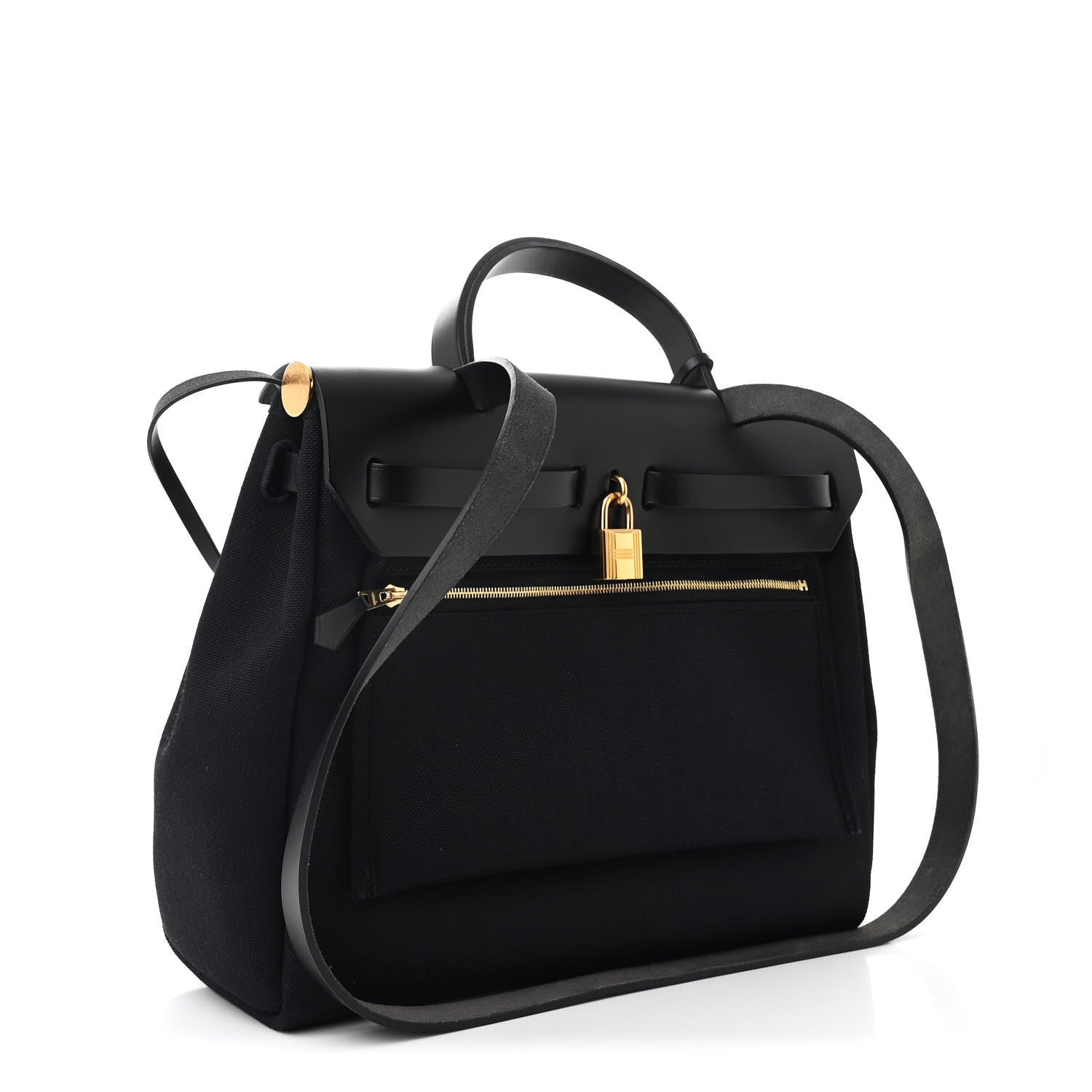 Hermes Military Toile Vache Hunter Herbag Zip Retourne 31 PM Black 4 of 12