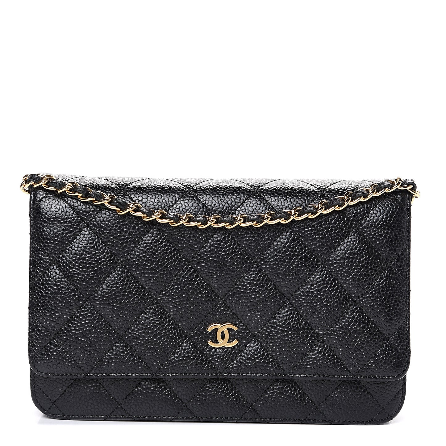 Caviar Quilted Wallet On Chain WOC Black