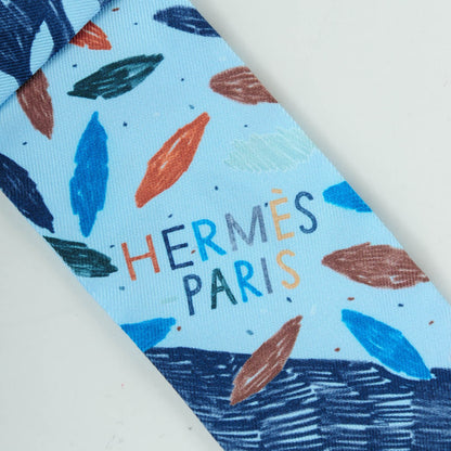 Hermes Silk Chacun Fait Son Nid Twilly Cobalt Marine Etoupe 3 of 7