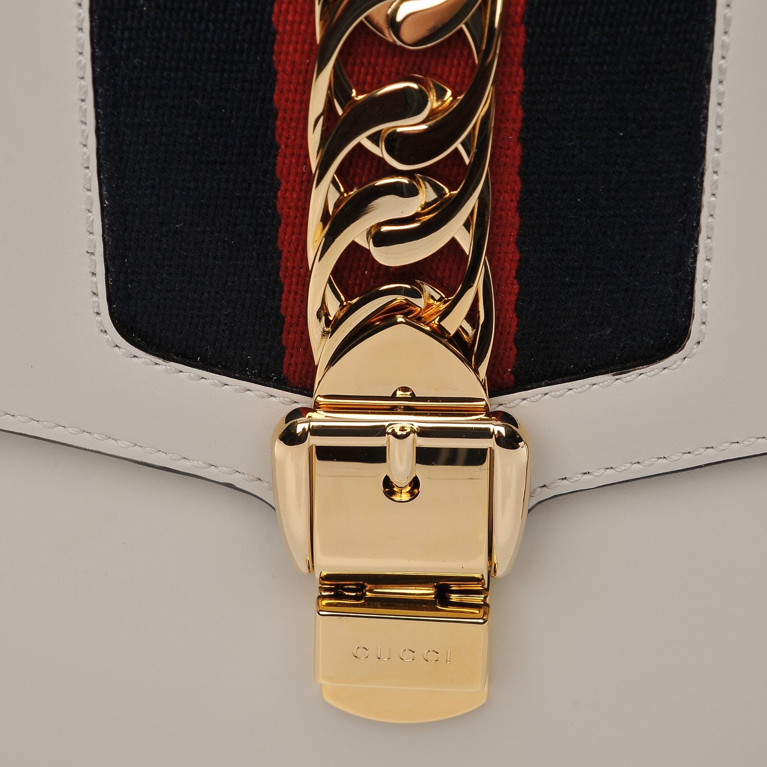 Gucci Calfskin Small Sylvie Shoulder Bag White 7 of 11