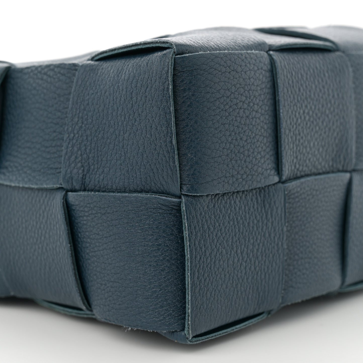 Grained Calfskin Maxi Intrecciato Brick Cassette Bag Deep Blue