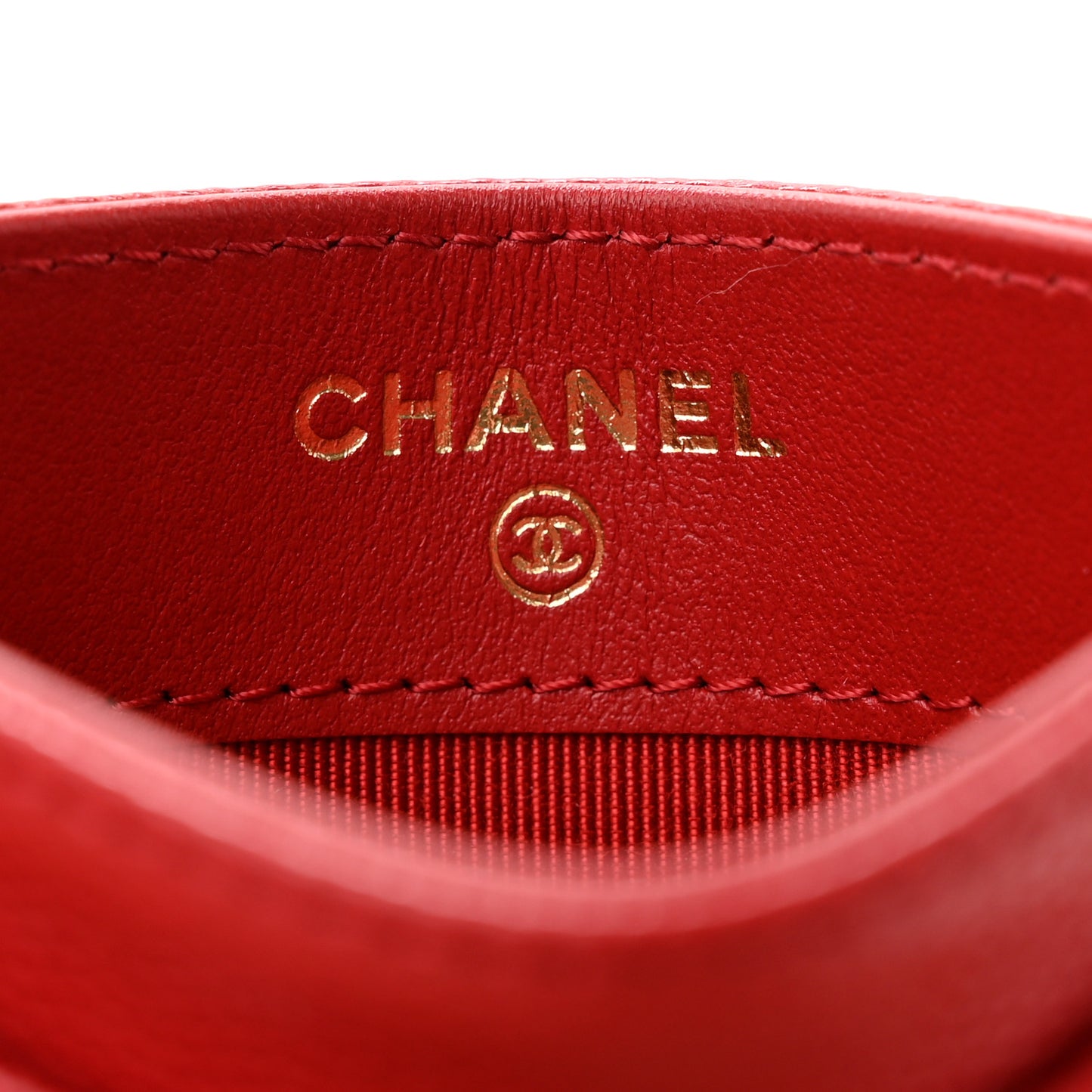 Caviar Quilted Card Holder Red