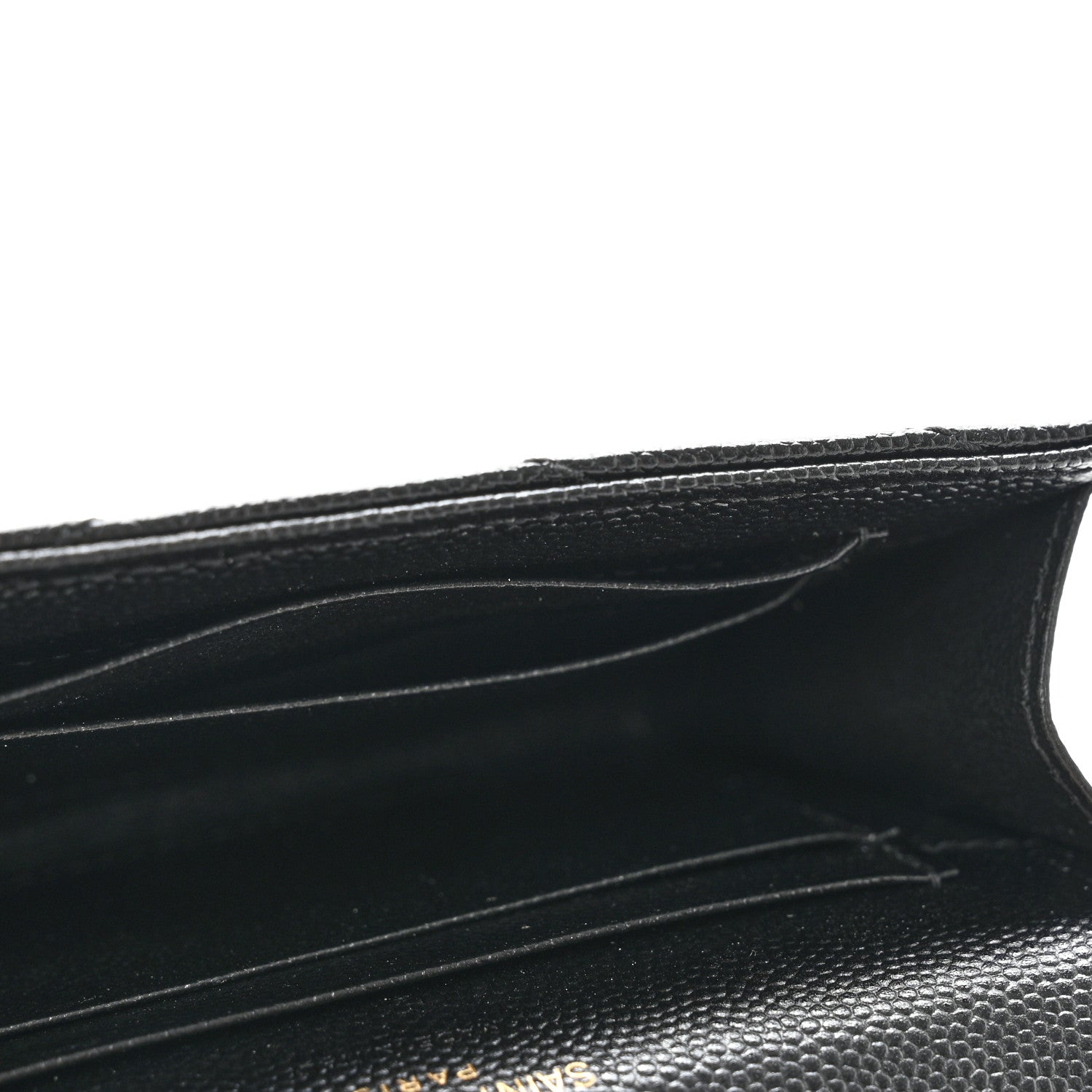 Saint Laurent Grain De Poudre Matelasse Chevron Small Monogram Envelope Wallet Black 8 of 10