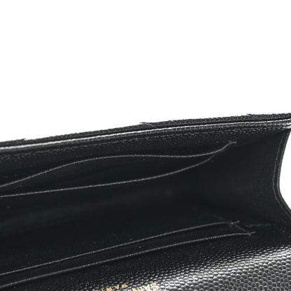 Saint Laurent Grain De Poudre Matelasse Chevron Small Monogram Envelope Wallet Black 8 of 10