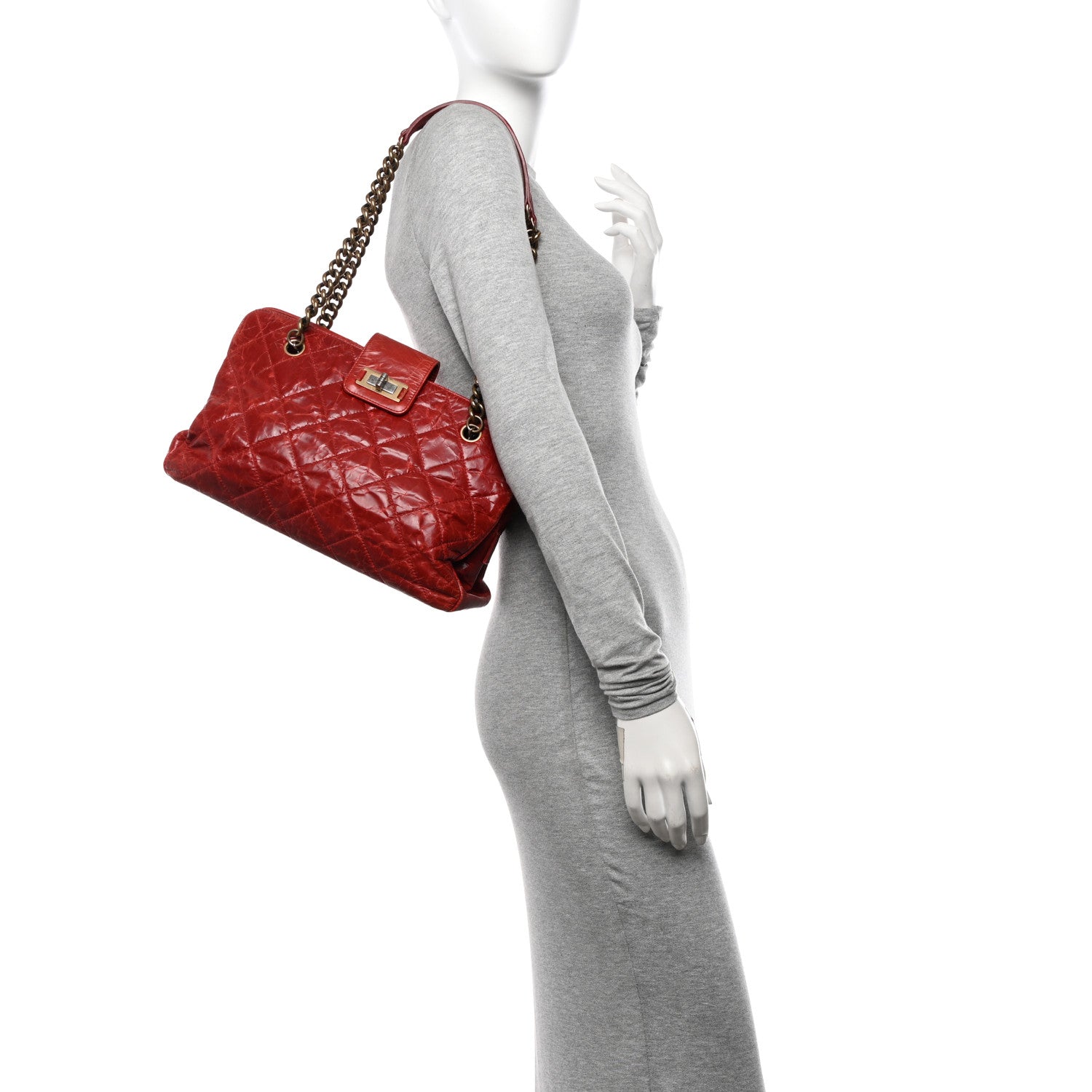 Chanel Glazed Crackled Calfskin Small Reissue Tote Red 2 of 11