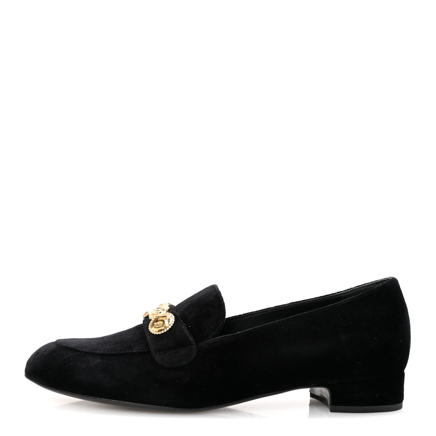 Chanel Velvet Moccasin Loafers 40 Black 1 of 9