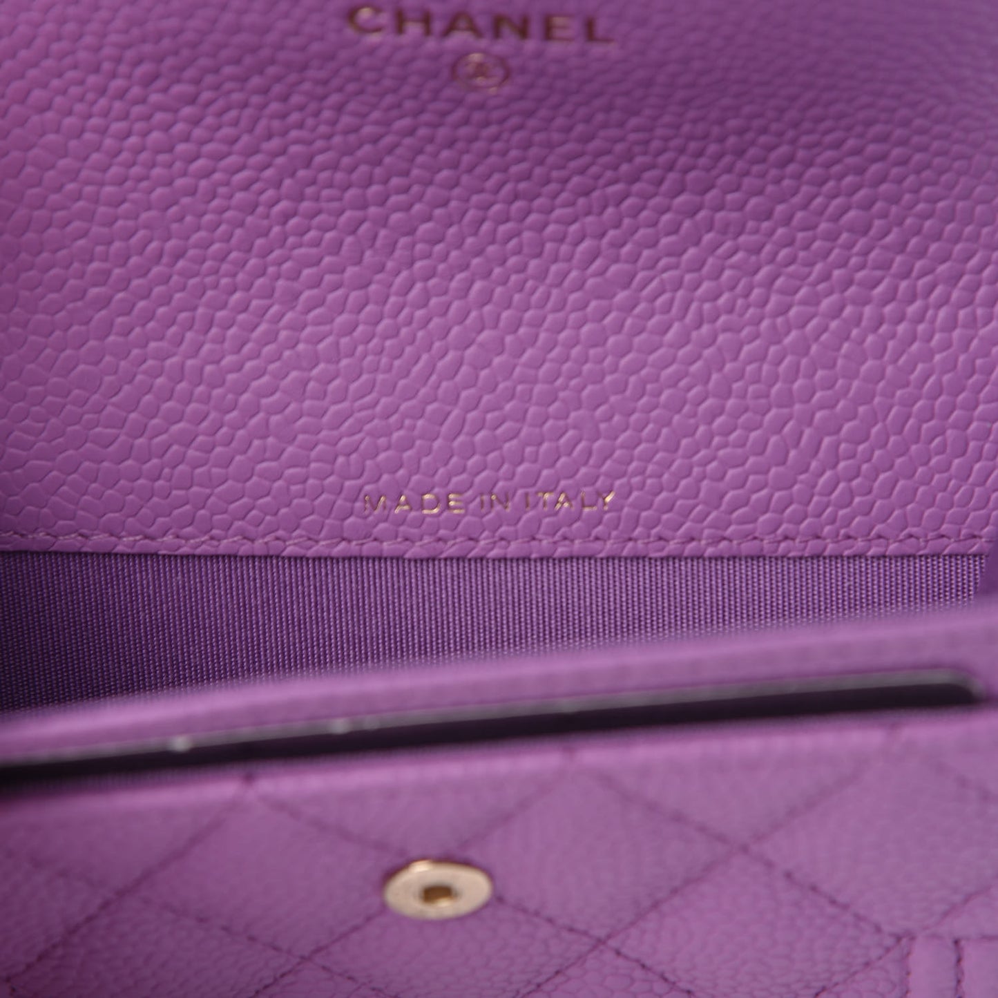 Caviar Quilted Boy Flap Card Holder Purple