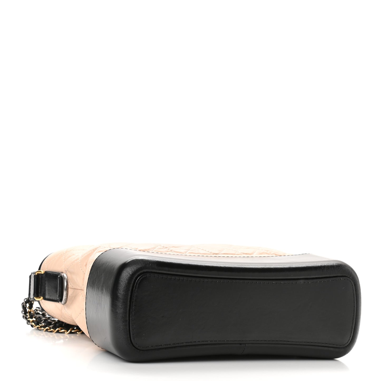Aged Calfskin Quilted Medium Gabrielle Hobo Beige Black