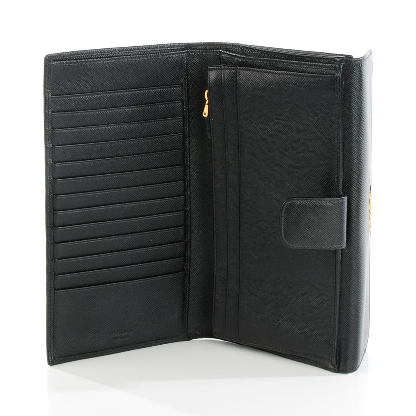 Saffiano Metal Continental Flap Wallet Nero Black