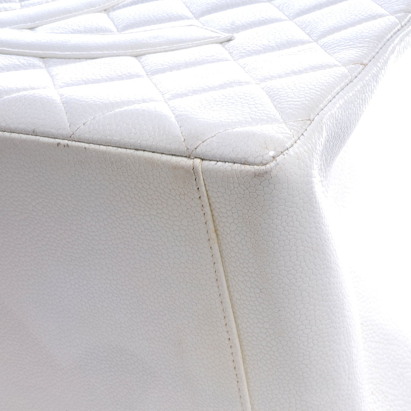 Caviar Quilted Grand Shopping Tote GST White