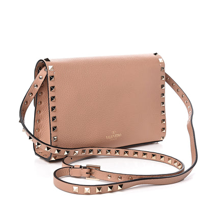 Valentino Garavani Pebbled Calfskin Medium Rockstud Flip Lock Crossbody Bag Skin Sorbet 3 of 9