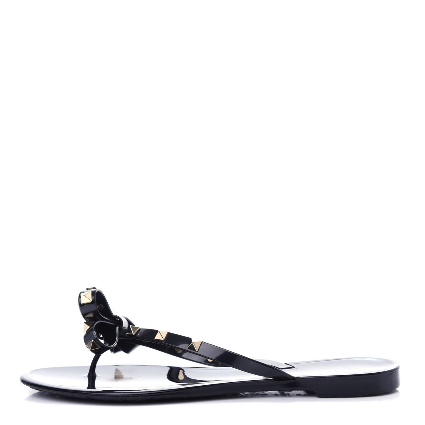 PVC Jelly Glitter Rockstud Bow Thong Sandals 41 Black