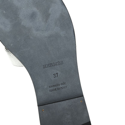 Hermes Metallic Epsom Oran Sandals 37 Gris Argente 9 of 10