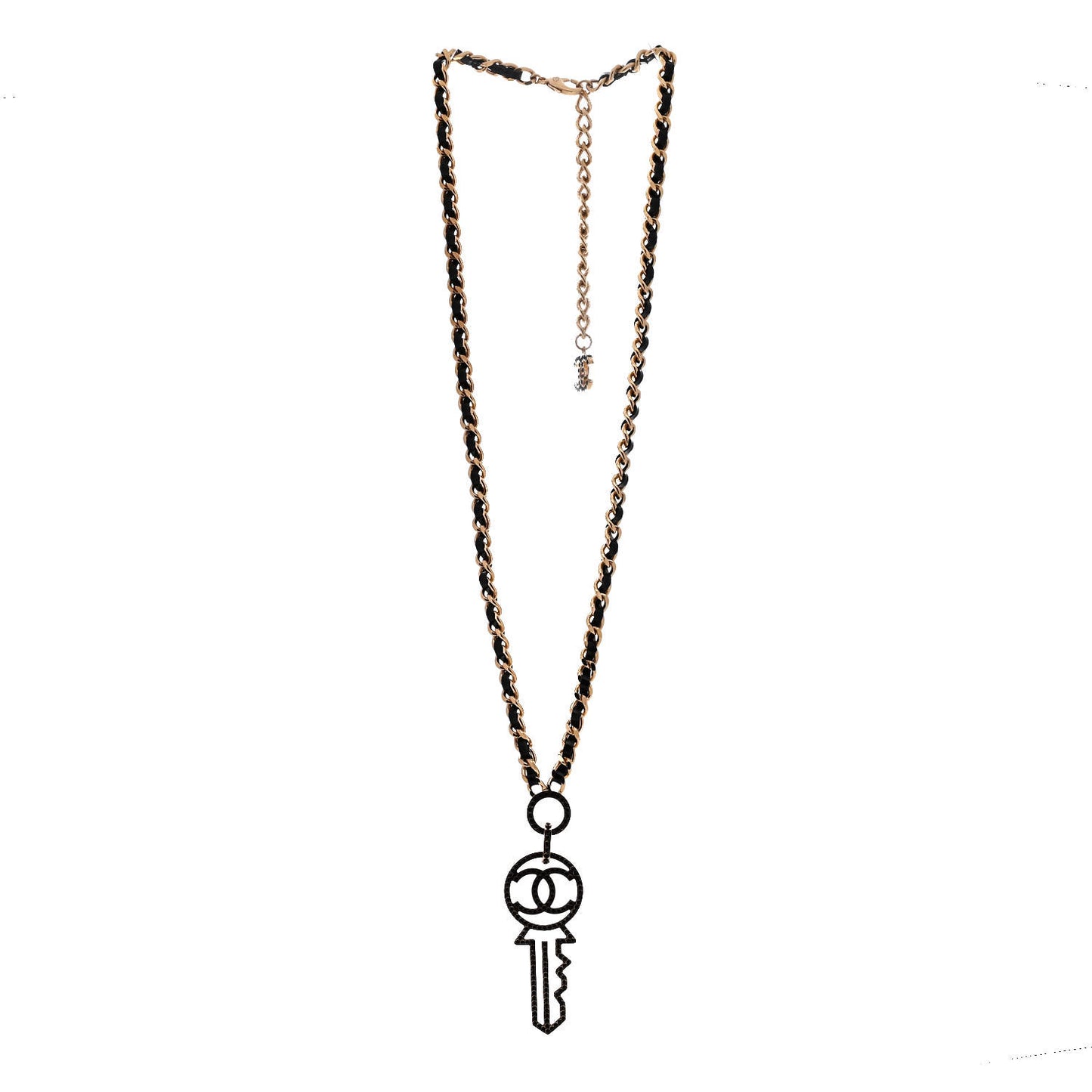 Patent Crystal Key Necklace Gold Black