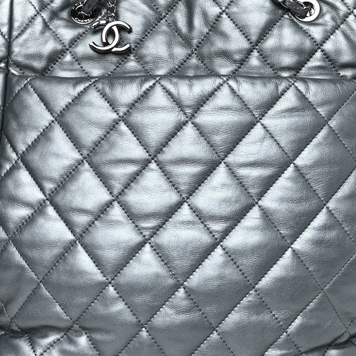 Chanel Metallic Lambskin Quilted Large Week End on Mars Tote Dark Grey 10 of 15