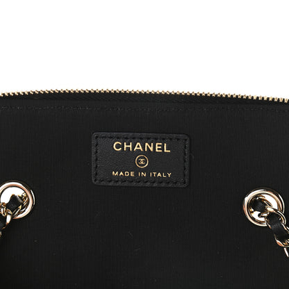 Chanel Raffia Jute Striped Small Vanity Case With Chain Black Beige 6 of 9
