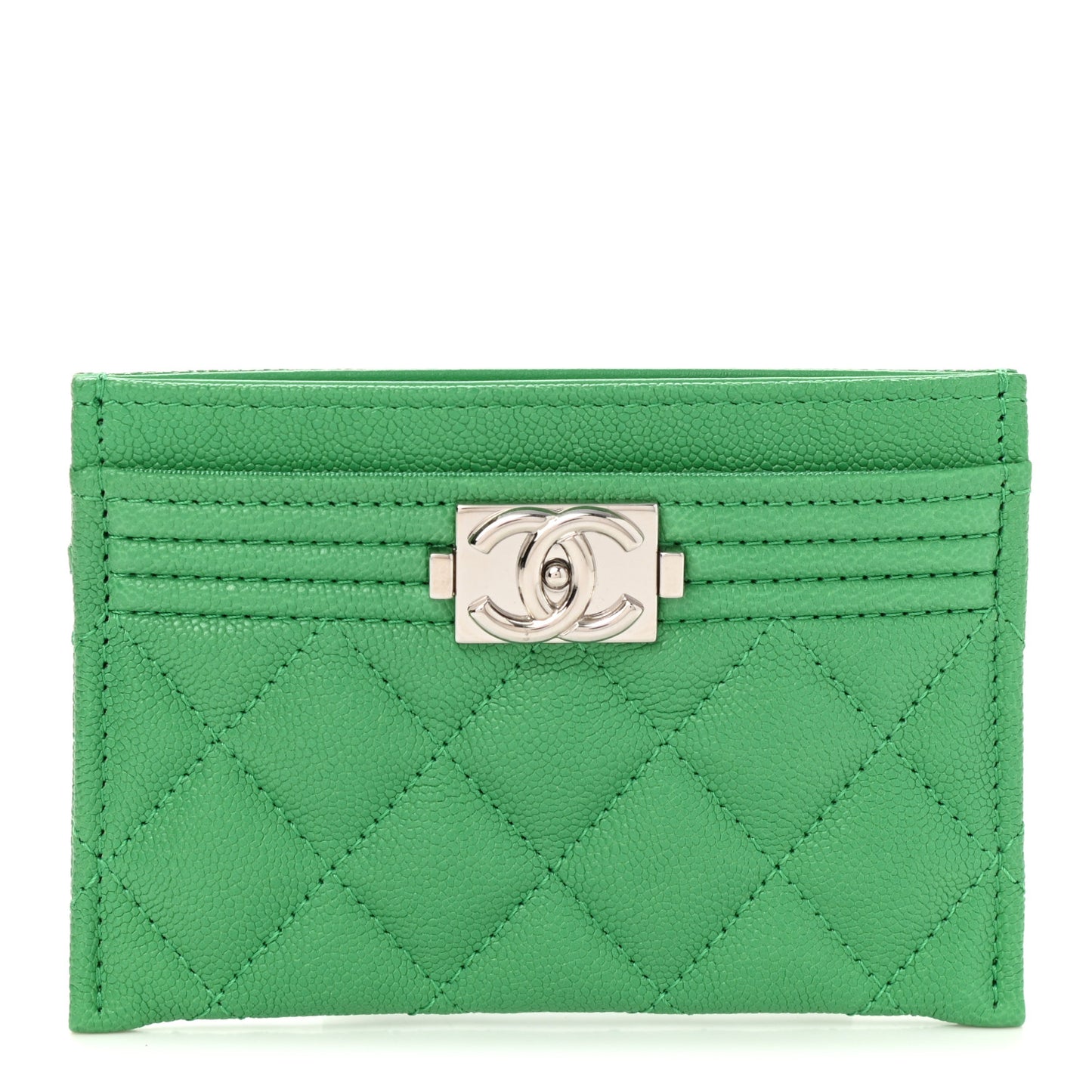 Caviar Quilted Boy Card Holder Green