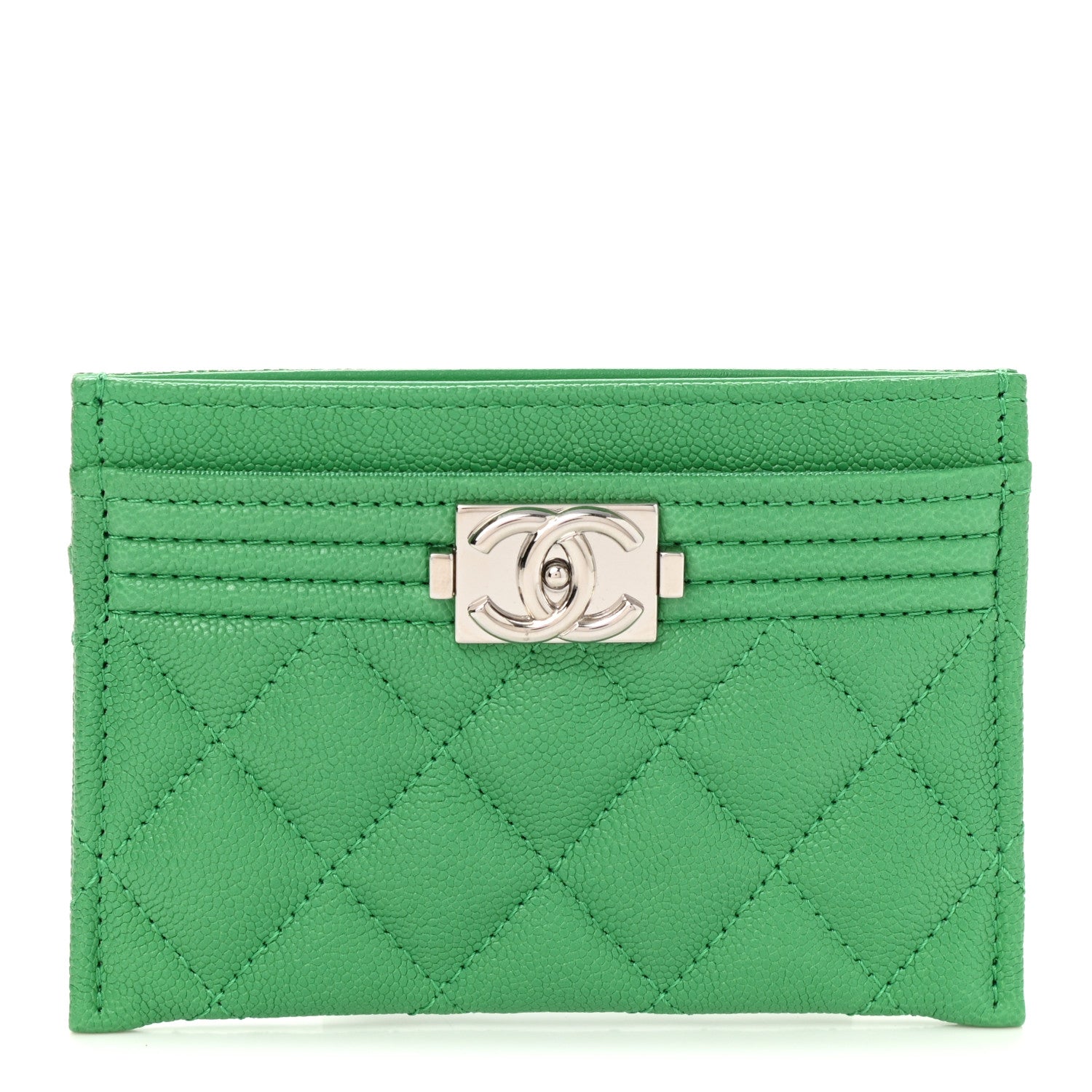 Chanel Caviar Quilted Boy Card Holder Green 1 of 8