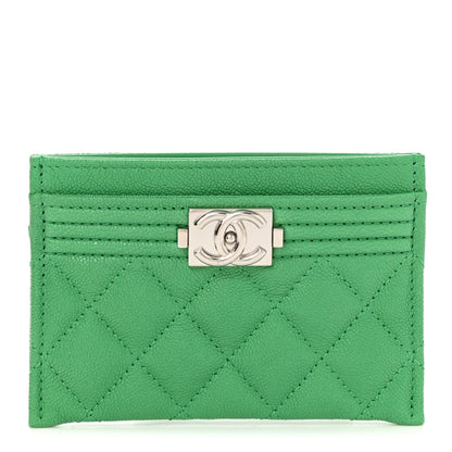 Chanel Caviar Quilted Boy Card Holder Green 1 of 8