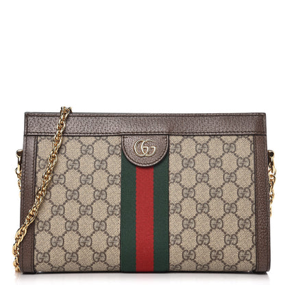 Gucci GG Supreme Monogram Web Small Ophidia Chain Shoulder Bag Brown 1 of 7