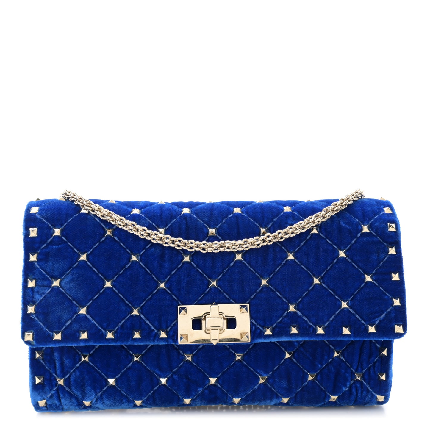 Velvet Rockstud Spike Wallet on Chain Acid Blue