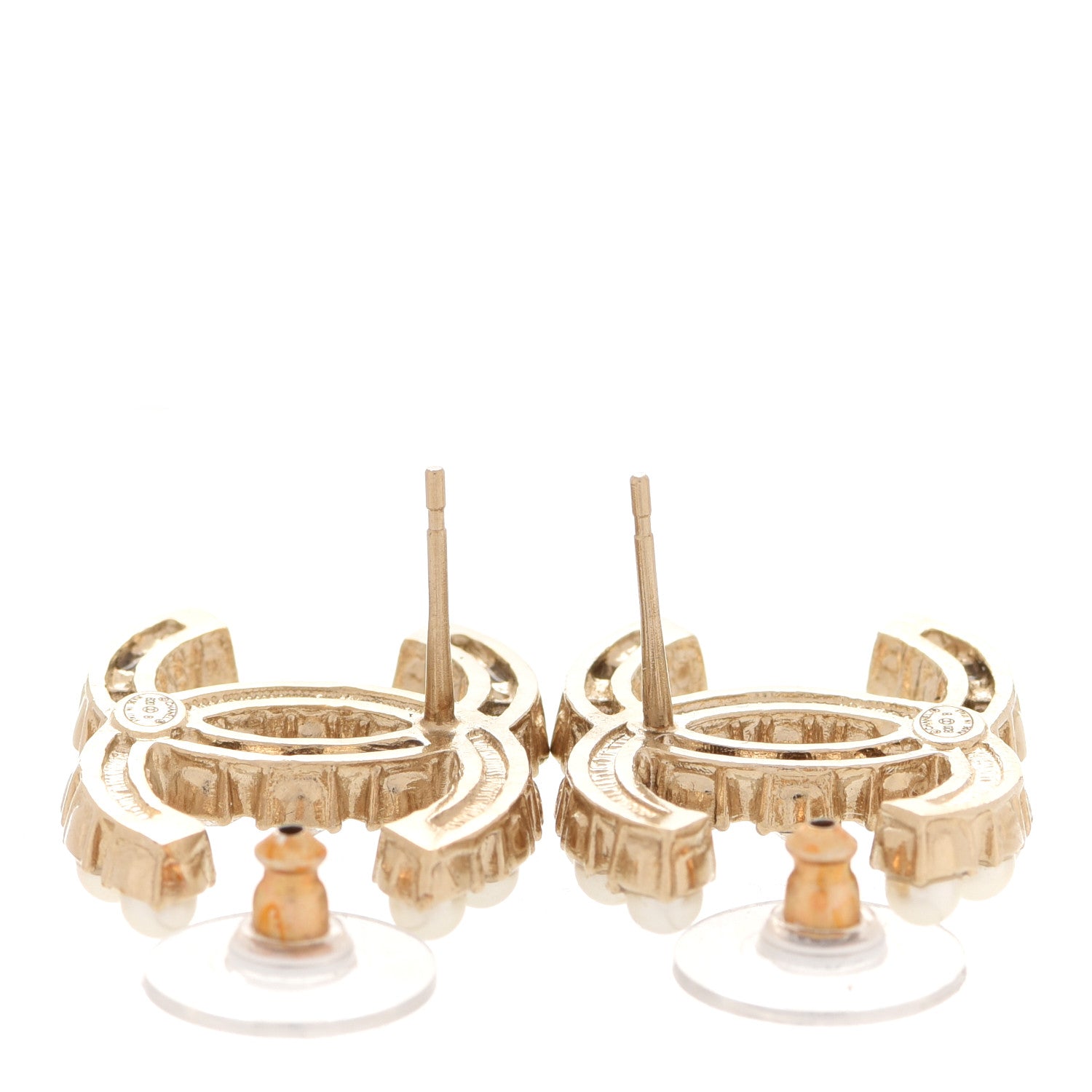 Chanel Crystal Pearl CC Dazzling Domino Earrings Gold 3 of 5