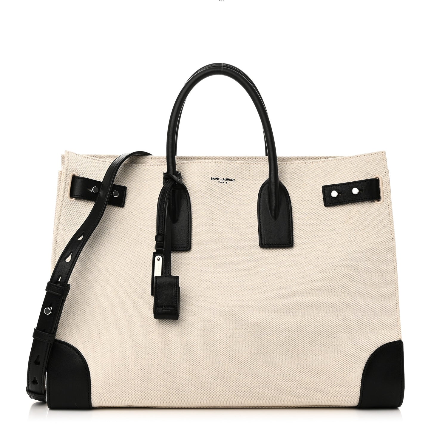 Canvas Calfskin Large Thin Sac De Jour Naturel Black