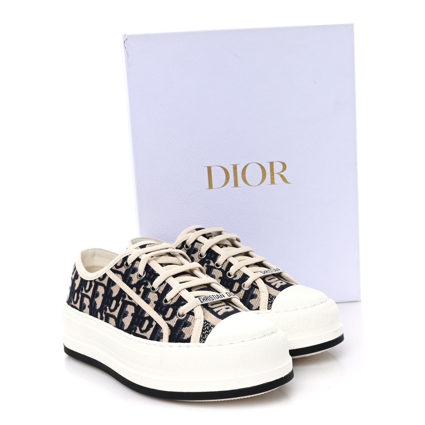 Canvas Oblique Walk'N'Dior Low Top Sneakers 37.5 Deep Blue