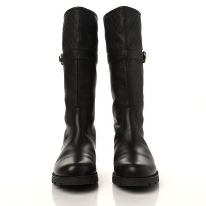 Gucci Calfskin Shearling Microguccissima Knee High Riding Boots 39 Brown 2 of 11