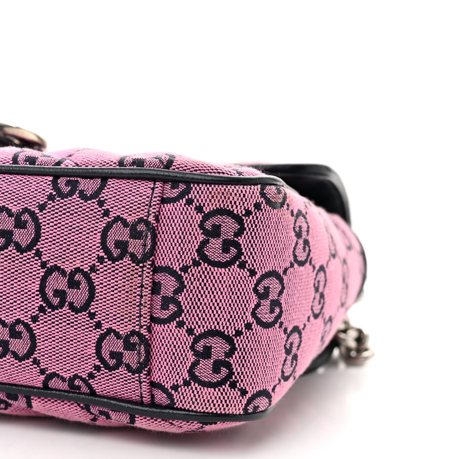 Gucci Monogram Multicolor Matelasse Diagonal Small GG Marmont Shoulder Bag Pink Blue 10 of 10
