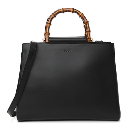 Gucci Nappa Bamboo Medium Nymphaea Top Handle Bag Black 1 of 12