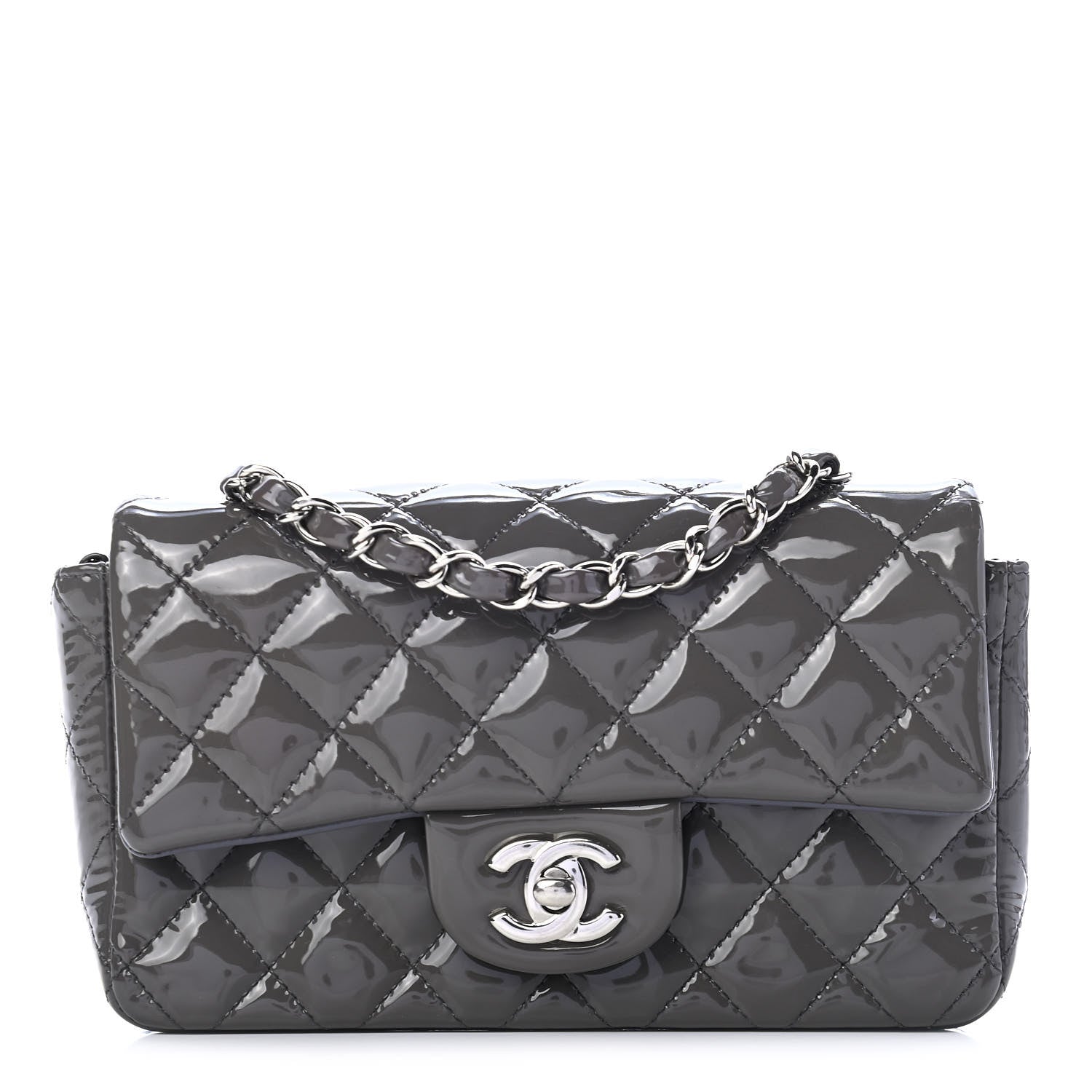 Chanel Patent Calfskin Quilted Mini Rectangular Flap Grey 1 of 9
