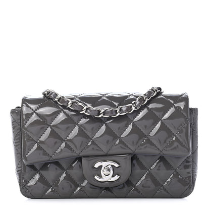 Chanel Patent Calfskin Quilted Mini Rectangular Flap Grey 1 of 9