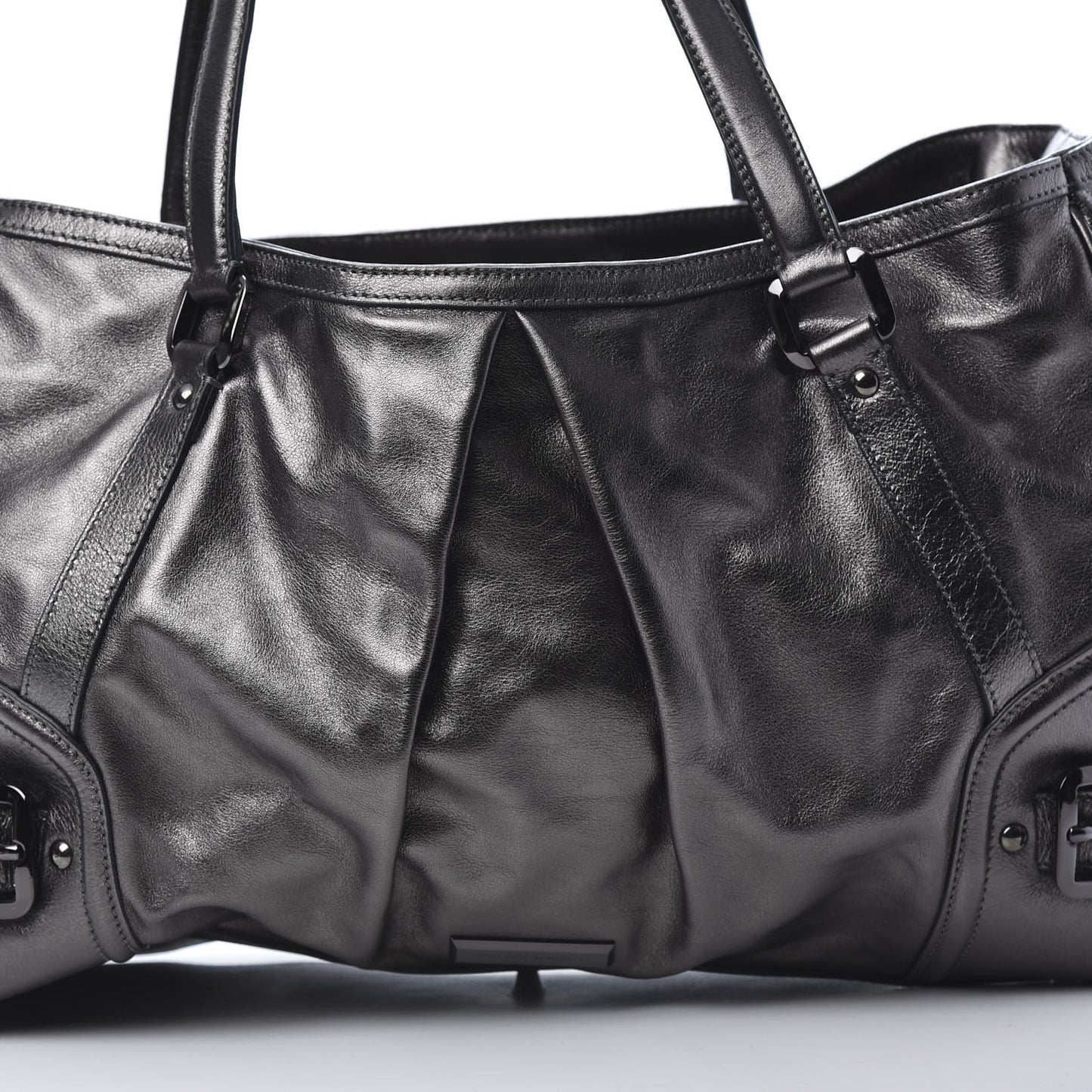 Metallic Calfskin Shoulder Bag Anthracite