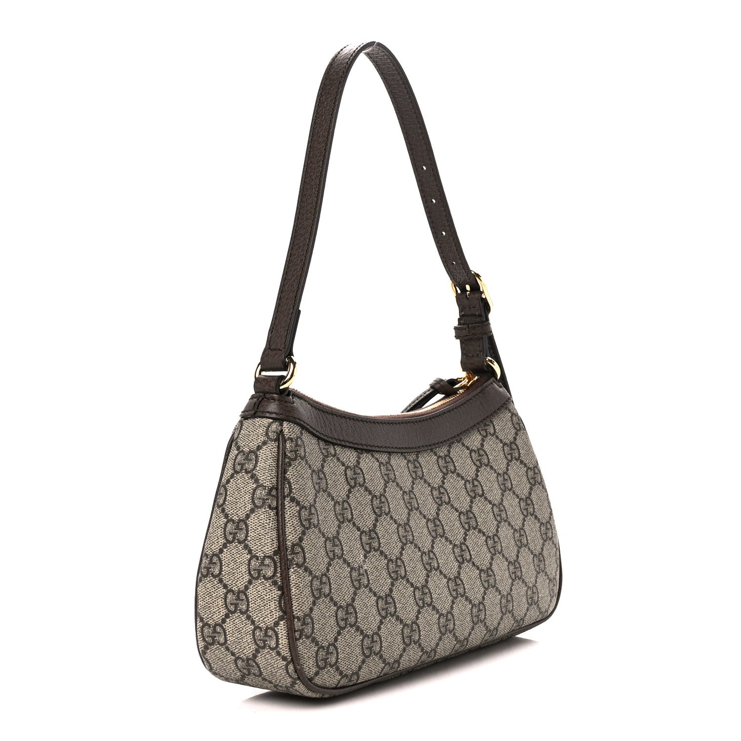 GG Supreme Monogram Textured Dollar Calfskin Small Ophidia Hobo Beige Ebony New Acero