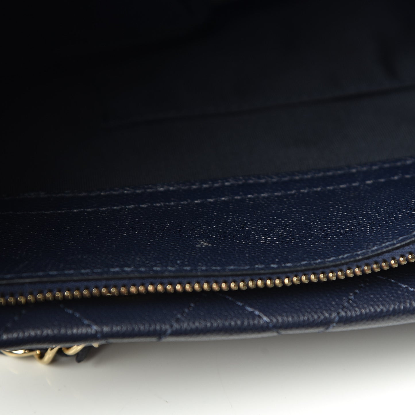 Caviar Quilted Small Zipped Shopping Tote Navy Blue