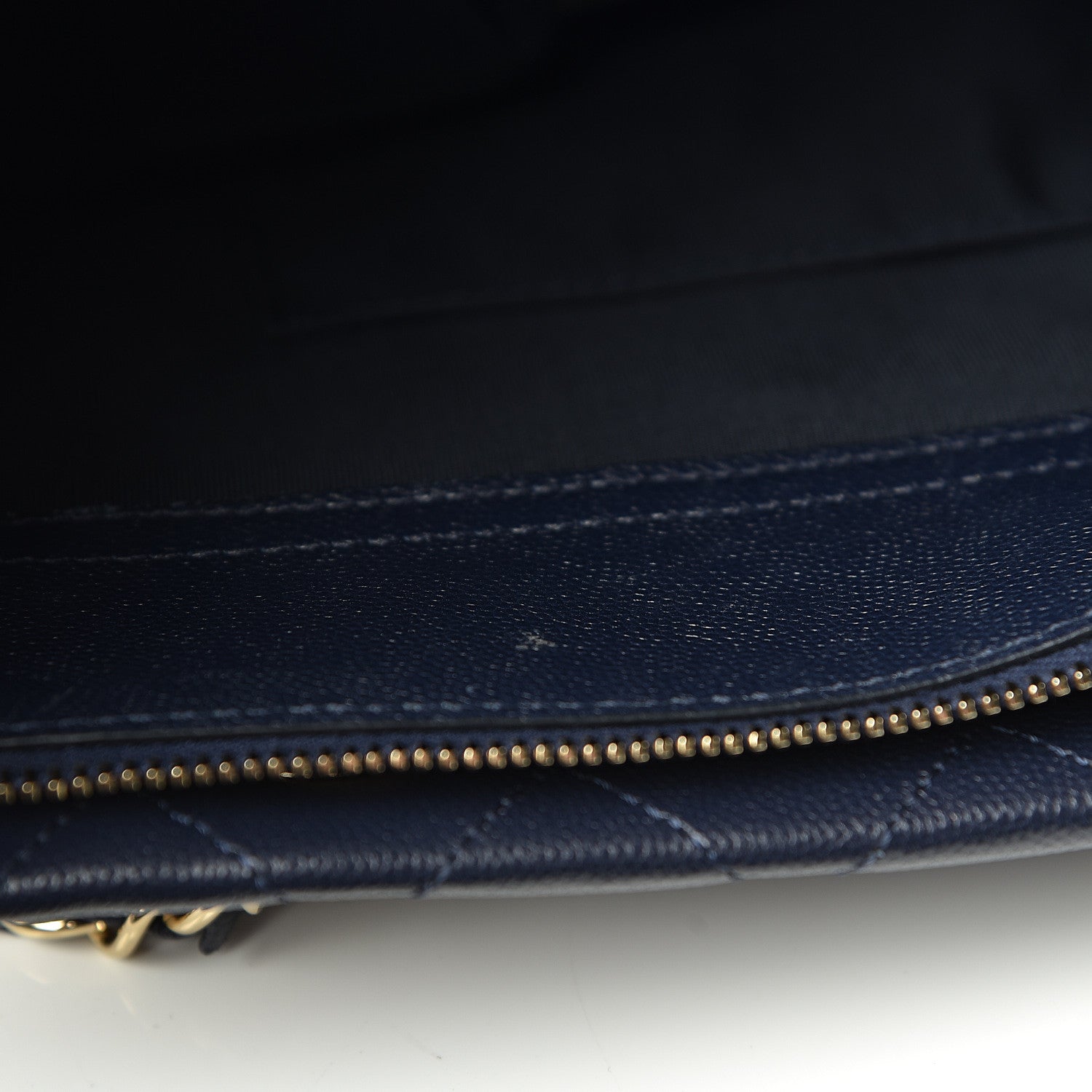 Chanel Caviar Quilted Small Zipped Shopping Tote Navy Blue 15 of 16