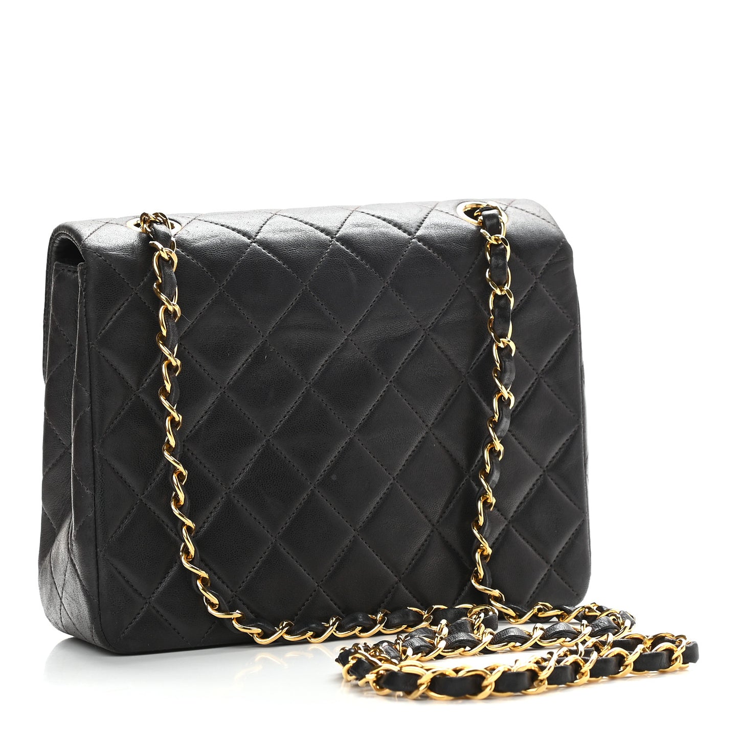 Lambskin Quilted Small Single Flap Black