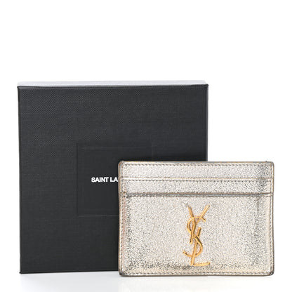Saint Laurent Metallic Calfskin Monogram Credit Card Case Argento 7 of 7