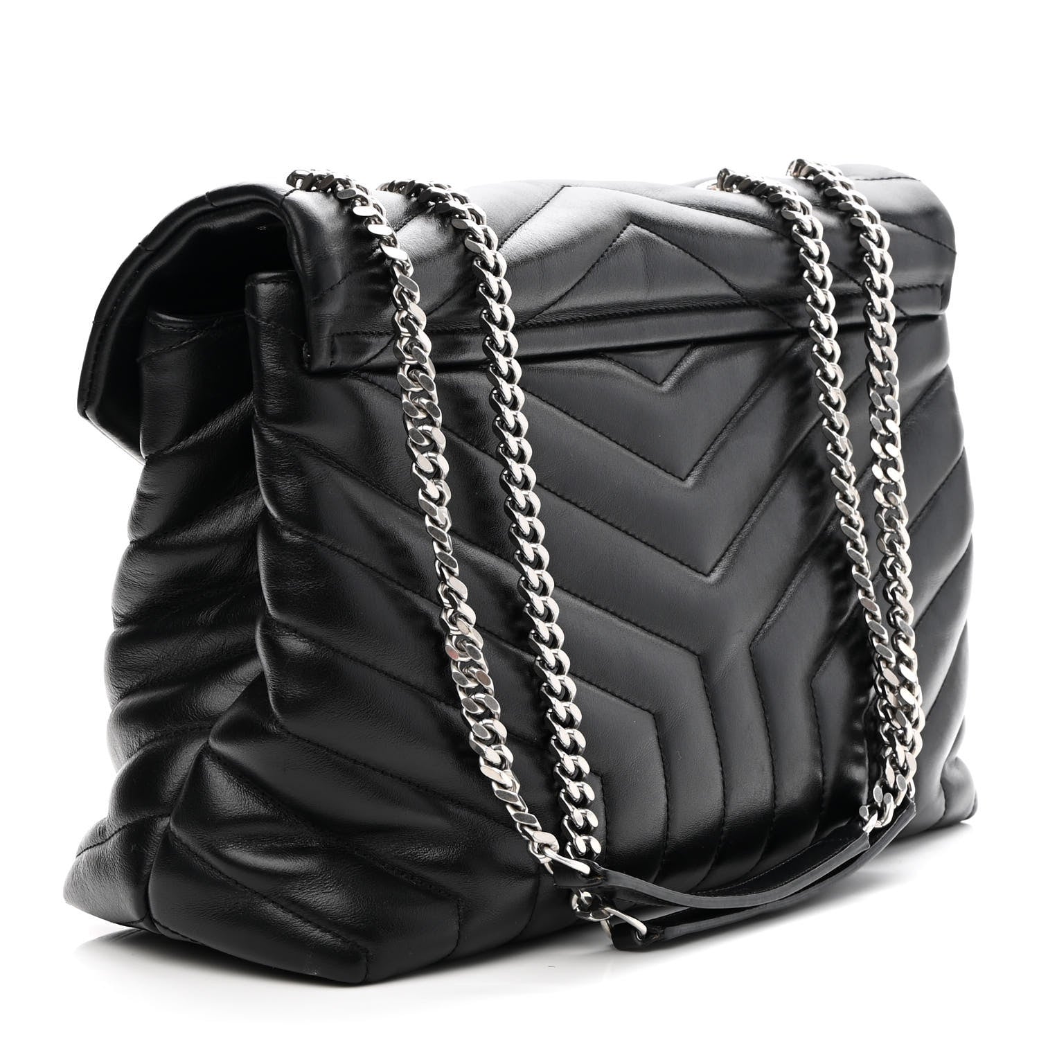 Saint Laurent Calfskin Y Quilted Monogram Medium Loulou Chain Satchel Black 3 of 9