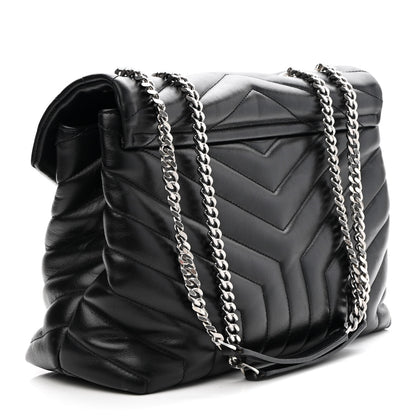 Saint Laurent Calfskin Y Quilted Monogram Medium Loulou Chain Satchel Black 3 of 9