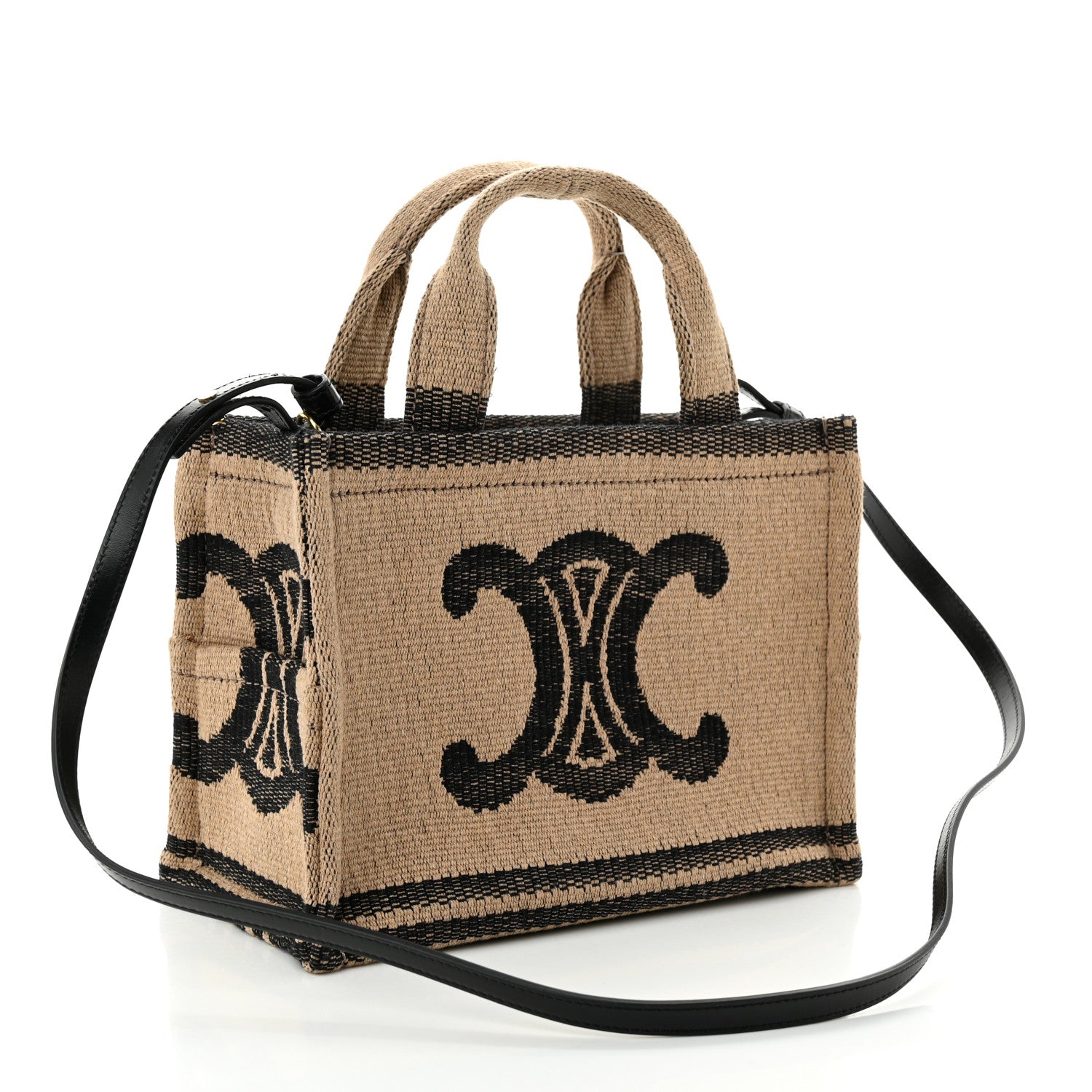 Celine Stripe Triomphe Small Cabas Beige Black 3 of 9